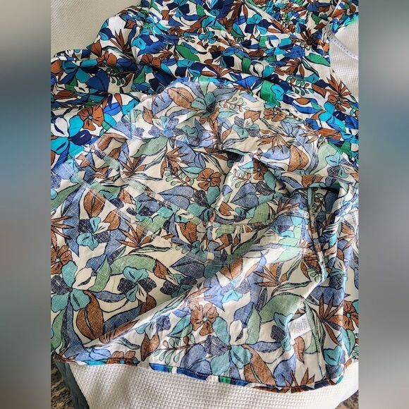 C&C California Blue Sundress with Flutter Sleeves New With Tags Linen Blend - Picture 9 of 10